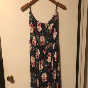 Plus size, tropical print, sleeveless, maxi dress